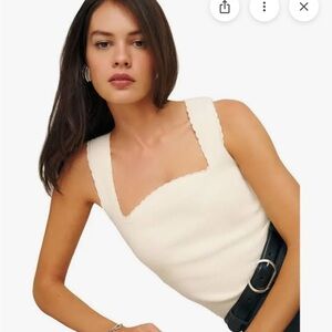 Reformation Cream Ribbed Tank Top